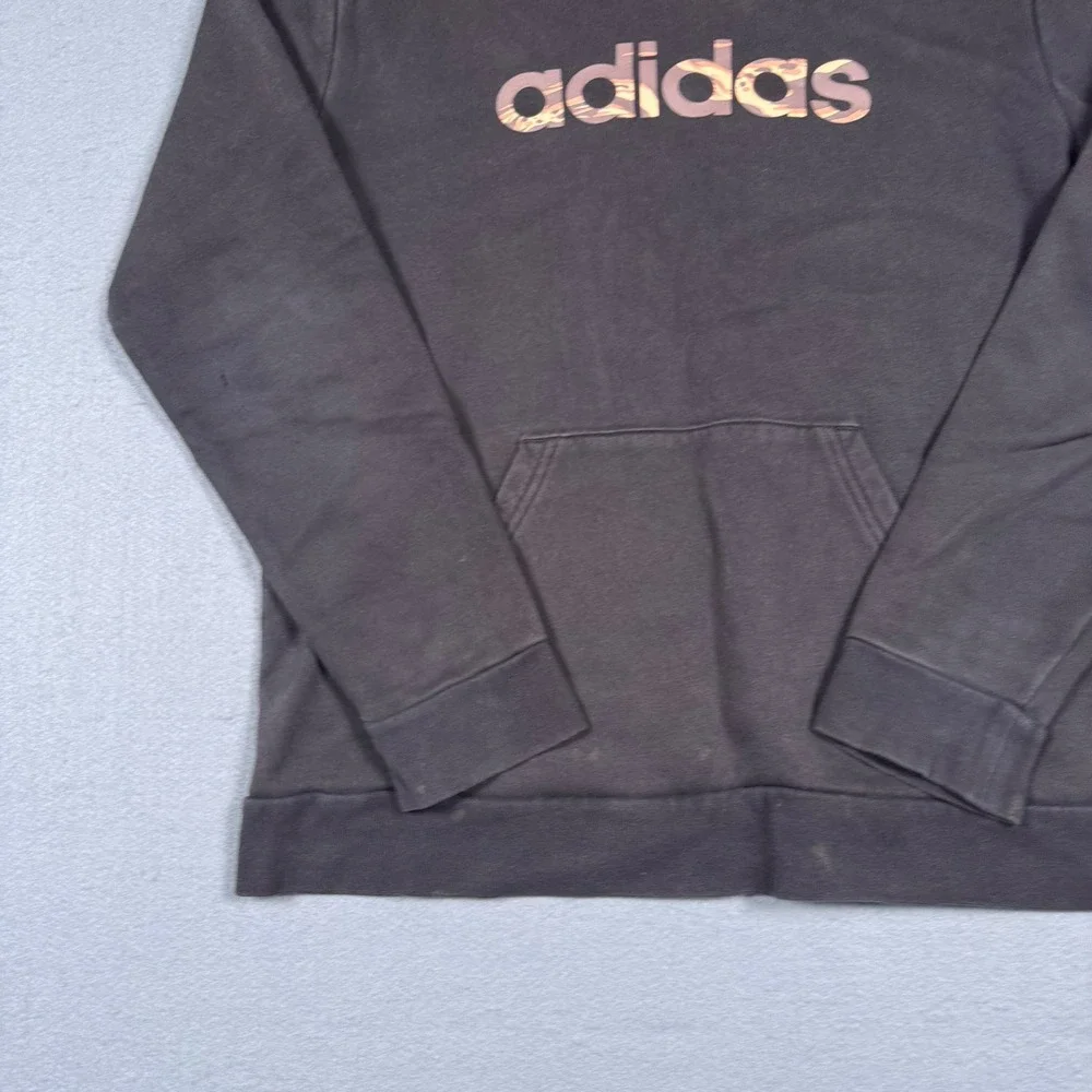 Adidas Pullover Hoodie Faded Black Camo Logo Graphic‎ Sweatshirt Mens Medium